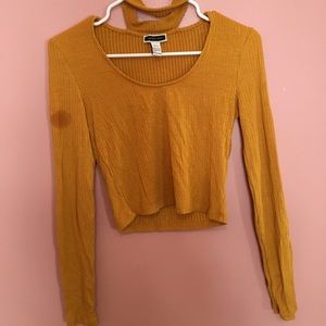 Long sleeve mustard crop top